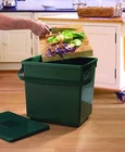 GREEN COMPOST CADDY FOOD WASTE BIN WITH CARBON FILTER LID CARRY HANDLE