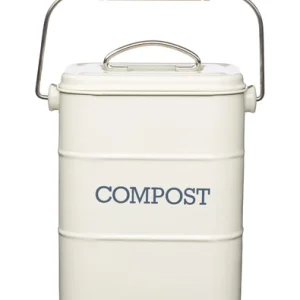 Kitchen Food Waste Compost Caddy Bin with Lid 3L Odour Filter Cream