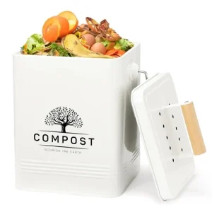 Perfnique Kitchen Compost Bin, 6L Countertop Compost Bin with Lid, Indoor