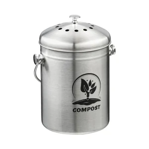 Compost Bin Bio Organic Food Waste Caddy Kitchen Odour Filter Stainless Steel 5L