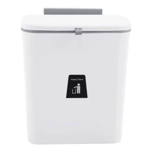 9L White Hanging Kitchen Compost Bin with Dual-Opening Odor Seal Lid, Removable